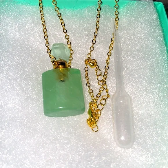 Natural Aquamarine Perfume Bottle Necklace - Picture 2 of 4